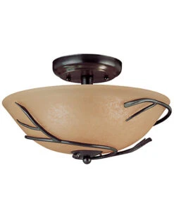 3-Light Rustic Flush Mount Home