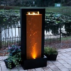 Andora 47 1/4" High Rust And Black LED Waterfall Fountain -Kenroy Shop andora 47 and one quarter inch high rust and black led waterfall fountain 85a39views1