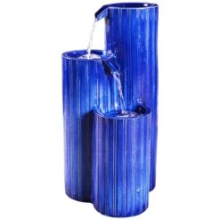 Kenroy Shop -Kenroy Shop antiguo 30 inch high blue ceramic cascading floor fountain 85a40