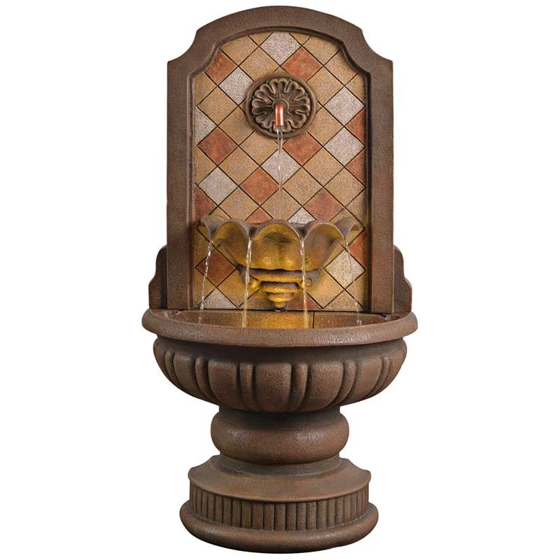 Armando 42 3/4" High Mosaic Patio Wall Fountain With Light 3 Armando 42 3/4" High Mosaic Patio Wall Fountain With Light - Image 2