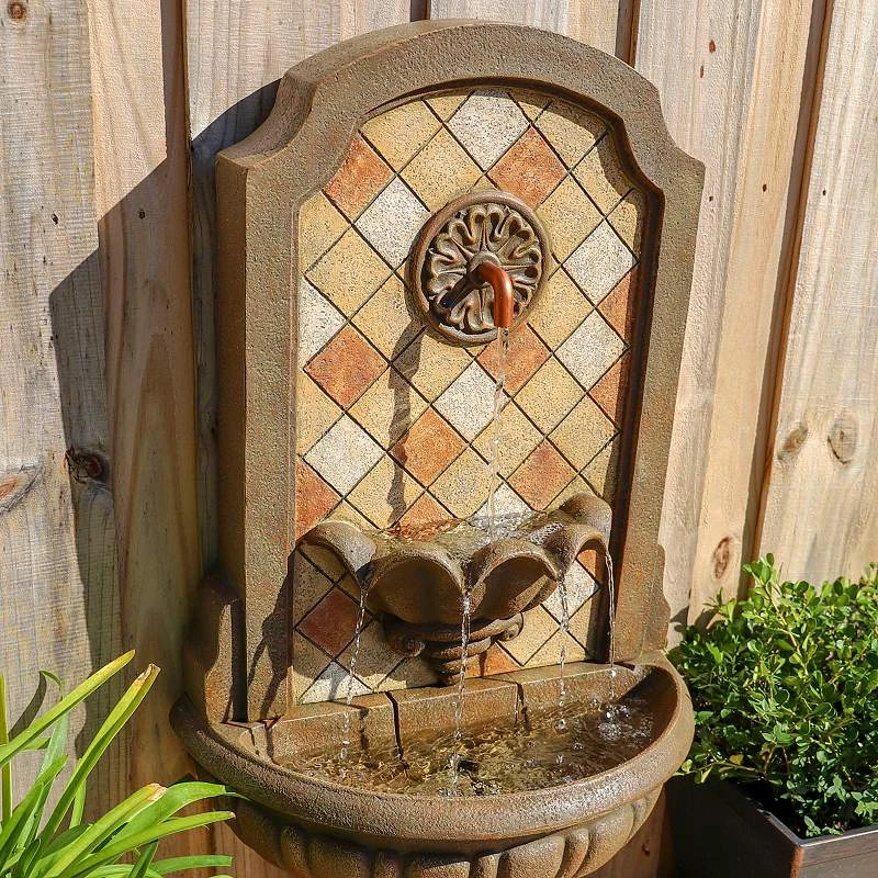 Armando 42 3/4" High Mosaic Patio Wall Fountain With Light 4 Armando 42 3/4" High Mosaic Patio Wall Fountain With Light - Image 3