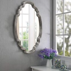 Backstage Antique Nickel 24 1/2" X 35 1/2" Oval Wall Mirror