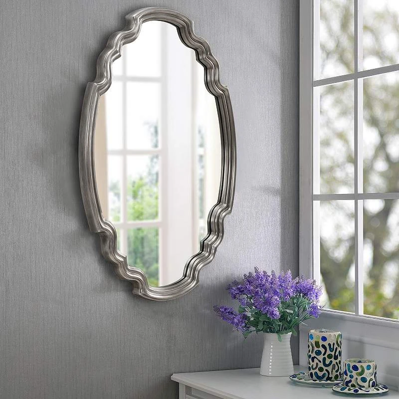 Backstage Antique Nickel 24 1/2" X 35 1/2" Oval Wall Mirror 3 Backstage Antique Nickel 24 1/2" X 35 1/2" Oval Wall Mirror
