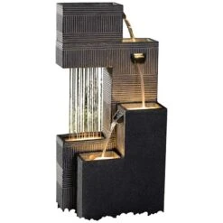 Kenroy Shop -Kenroy Shop block fall 33 and one half inchh black gray outdoor led floor fountain 194n6
