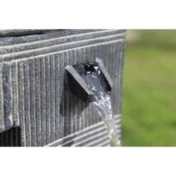 Block Fall 33 1/2"H Black Gray Outdoor LED Floor Fountain 12 Block Fall 33 1/2"H Black Gray Outdoor LED Floor Fountain -Kenroy Shop block fall 33 and one half inchh black gray outdoor led floor fountain 194n6views3