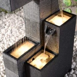 Block Fall 33 1/2"H Black Gray Outdoor LED Floor Fountain 13 Block Fall 33 1/2"H Black Gray Outdoor LED Floor Fountain -Kenroy Shop block fall 33 and one half inchh black gray outdoor led floor fountain 194n6views4