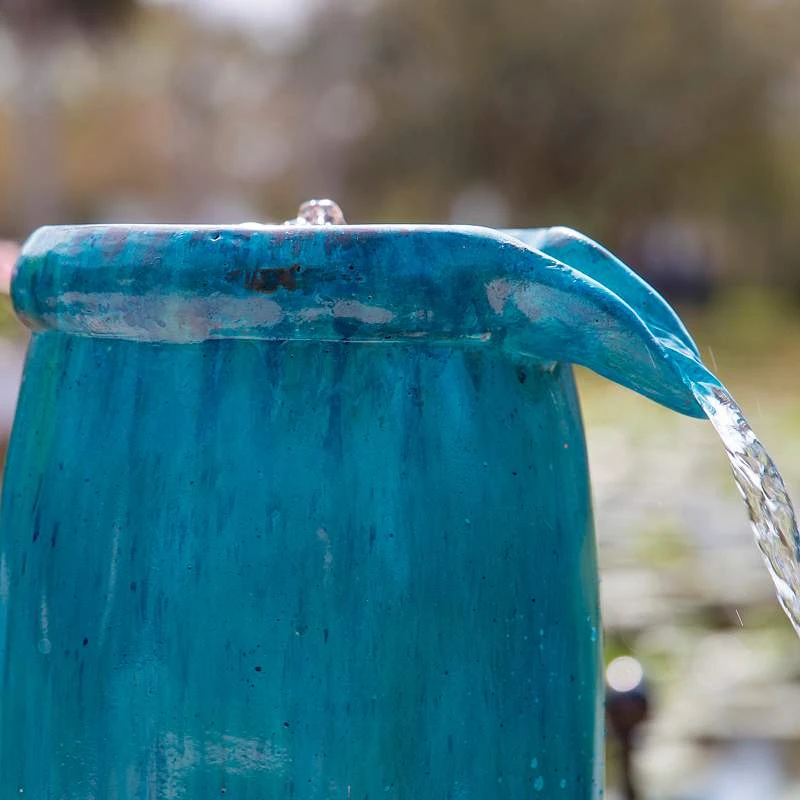 Blue Glaze 36" High Plug-In 4-Level Indoor-Outdoor Water Fountain 6 Blue Glaze 36" High Plug-In 4-Level Indoor-Outdoor Water Fountain - Image 4
