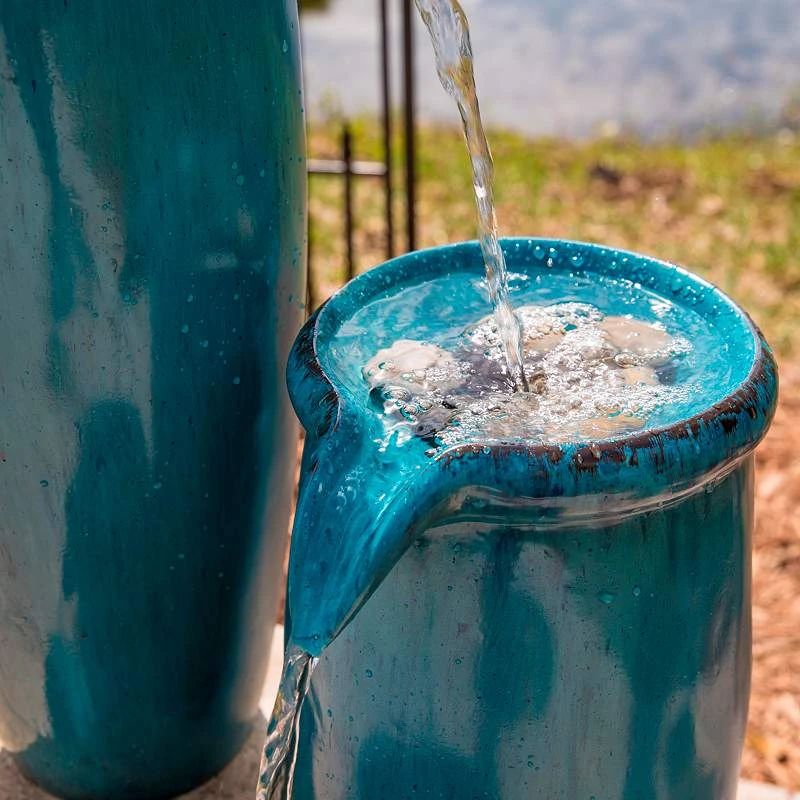 Blue Glaze 36" High Plug-In 4-Level Indoor-Outdoor Water Fountain 8 Blue Glaze 36" High Plug-In 4-Level Indoor-Outdoor Water Fountain - Image 6