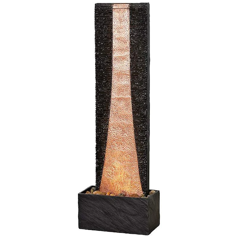 Brilliant Falls 48" High Hammered Copper LED Floor Fountain 4 Brilliant Falls 48" High Hammered Copper LED Floor Fountain - Image 2