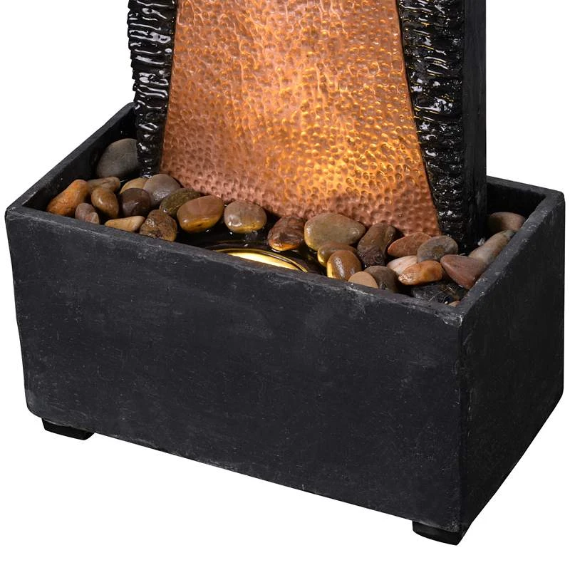 Brilliant Falls 48" High Hammered Copper LED Floor Fountain 5 Brilliant Falls 48" High Hammered Copper LED Floor Fountain - Image 3