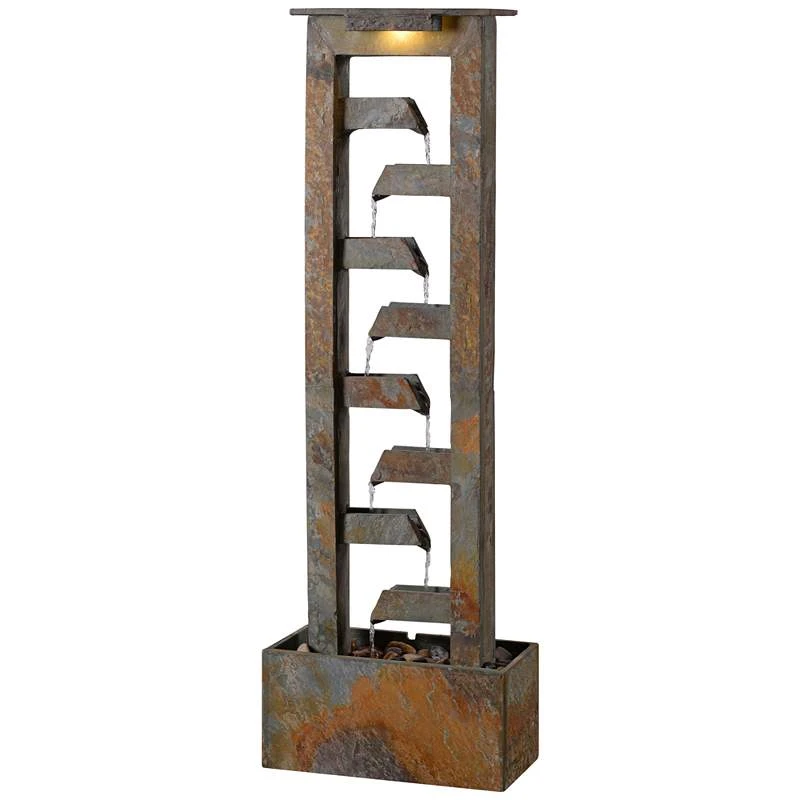 Channel 49" High Slate Stone Waterfall Fountain With Light 4 Channel 49" High Slate Stone Waterfall Fountain With Light - Image 2