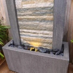 Gantry 48"H Gray And Cream LED Indoor/Outdoor Floor Fountain -Kenroy Shop gantry 48 inchh gray and cream led indoor outdoor floor fountain 78e52views4