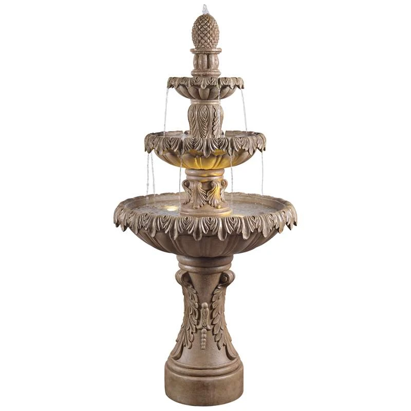 Ibiza 62" High Sandstone 3-Tier LED Outdoor Floor Fountain 3 Ibiza 62" High Sandstone 3-Tier LED Outdoor Floor Fountain