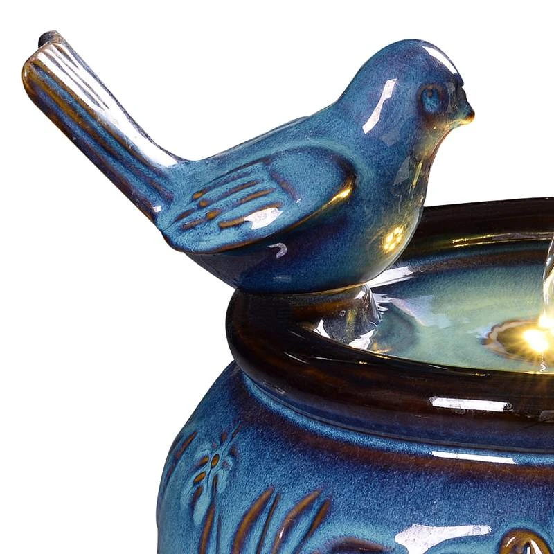 Kenroy Home Bird And Flowers 10 1/4" High Blue LED Tabletop Fountain 5 Kenroy Home Bird And Flowers 10 1/4" High Blue LED Tabletop Fountain - Image 3