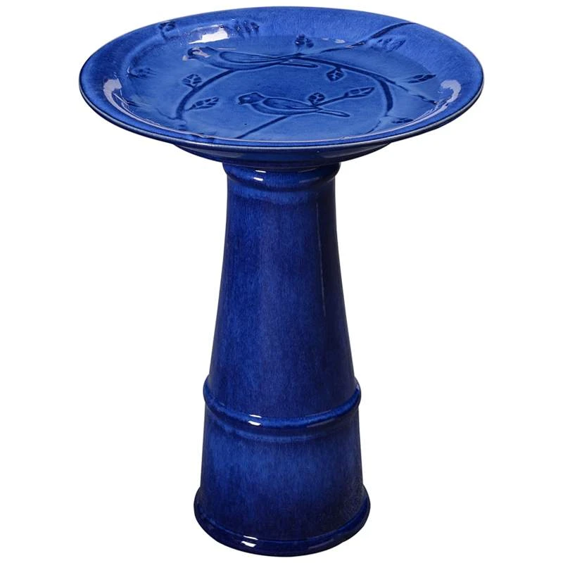 Kenroy Home Otaki 21 1/2"H Blue Ceramic Outdoor Bird Bath 4 Kenroy Home Otaki 21 1/2"H Blue Ceramic Outdoor Bird Bath - Image 2