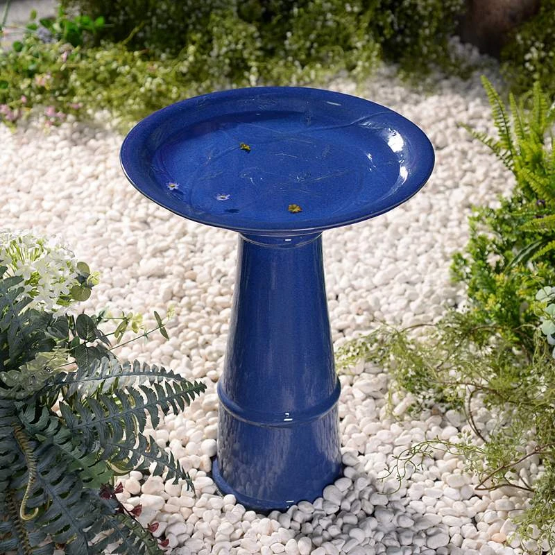 Kenroy Home Otaki 21 1/2"H Blue Ceramic Outdoor Bird Bath 3 Kenroy Home Otaki 21 1/2"H Blue Ceramic Outdoor Bird Bath