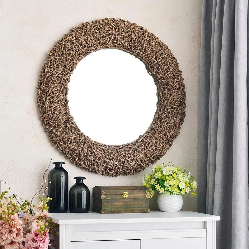 Kenroy Home Seagrass 33" Round Rope Wall Mirror 3 Kenroy Home Seagrass 33" Round Rope Wall Mirror