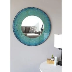 Kenroy Home Seashore Teal 34" Round Wall Mirror