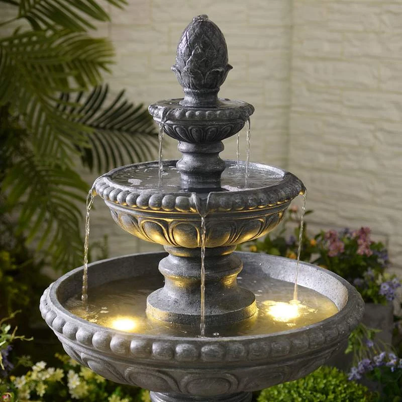 Kenroy Home Tucson 46" High Zinc 3-Tier LED Floor Fountain 7 Kenroy Home Tucson 46" High Zinc 3-Tier LED Floor Fountain - Image 5