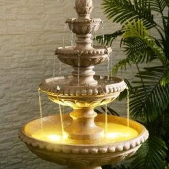 Kenroy Home Tucson 65"H Sandstone 4-Tier LED Floor Fountain -Kenroy Shop kenroy home tucson 65 inchh sandstone 4 tier led floor fountain 85a41views3