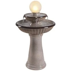 Kenroy Shop -Kenroy Shop knight 26 and one half inch high ivory ceramic 2 tier led floor fountain 85a32