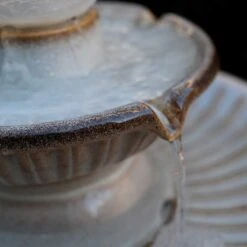 Knight 26 1/2" High Ivory Ceramic 2-Tier LED Floor Fountain -Kenroy Shop knight 26 and one half inch high ivory ceramic 2 tier led floor fountain 85a32views3