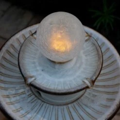 Knight 26 1/2" High Ivory Ceramic 2-Tier LED Floor Fountain -Kenroy Shop knight 26 and one half inch high ivory ceramic 2 tier led floor fountain 85a32views4