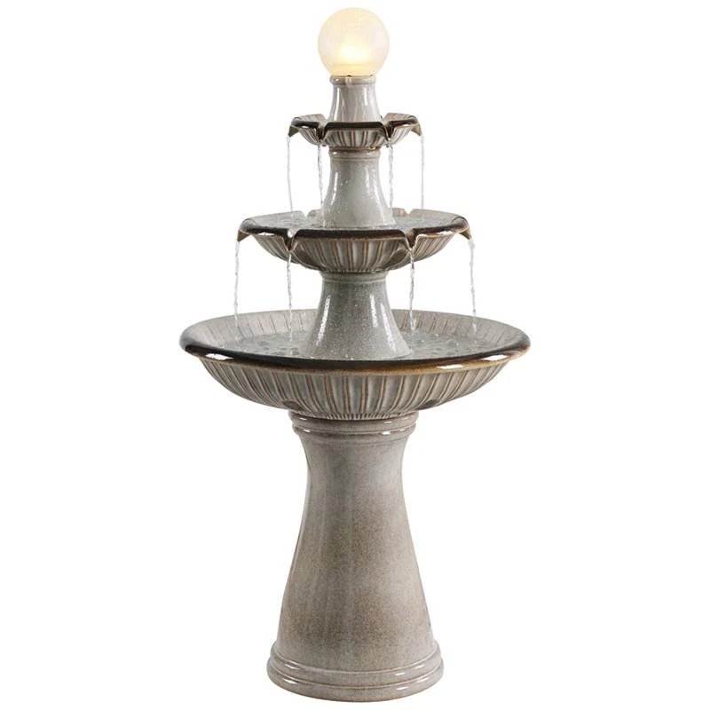Knight 45 1/4" High Ivory 3-Tier LED Floor Water Fountain 3 Knight 45 1/4" High Ivory 3-Tier LED Floor Water Fountain