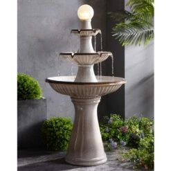 Knight 45 1/4" High Ivory 3-Tier LED Floor Water Fountain 10 Knight 45 1/4" High Ivory 3-Tier LED Floor Water Fountain -Kenroy Shop knight 45 and one quarter inch high ivory 3 tier led floor water fountain 85a42views2