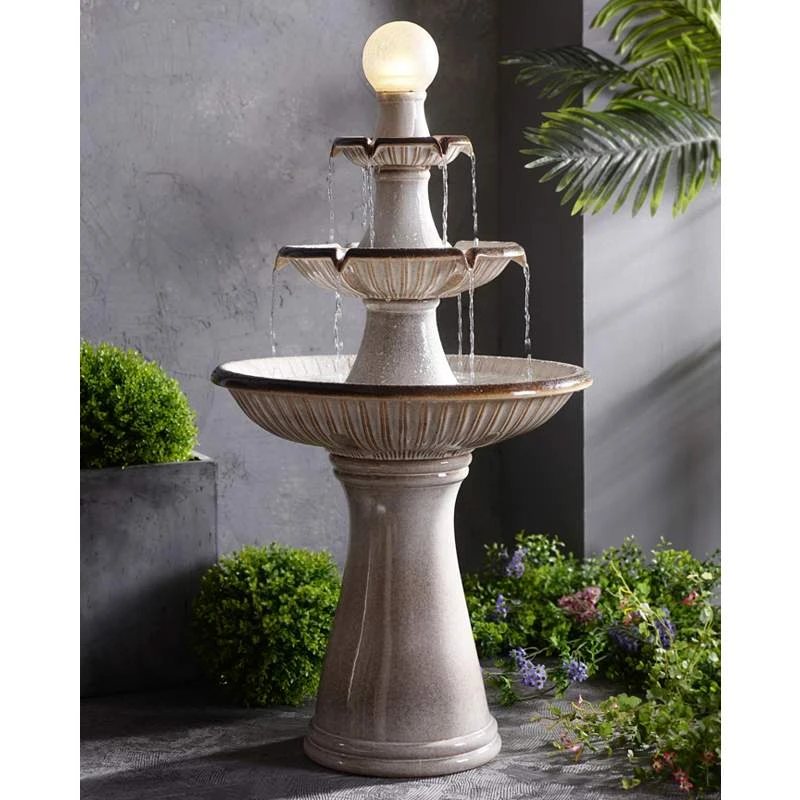 Knight 45 1/4" High Ivory 3-Tier LED Floor Water Fountain 5 Knight 45 1/4" High Ivory 3-Tier LED Floor Water Fountain - Image 3