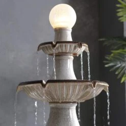 Knight 45 1/4" High Ivory 3-Tier LED Floor Water Fountain 11 Knight 45 1/4" High Ivory 3-Tier LED Floor Water Fountain -Kenroy Shop knight 45 and one quarter inch high ivory 3 tier led floor water fountain 85a42views3