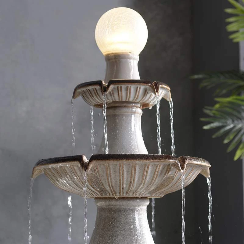 Knight 45 1/4" High Ivory 3-Tier LED Floor Water Fountain 6 Knight 45 1/4" High Ivory 3-Tier LED Floor Water Fountain - Image 4