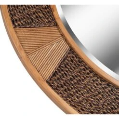 Lagoon Painted Wood W/ Natural Rattan 34" Round Wall Mirror -Kenroy Shop lagoon painted wood w natural rattan 34 inch round wall mirror 83r23views4