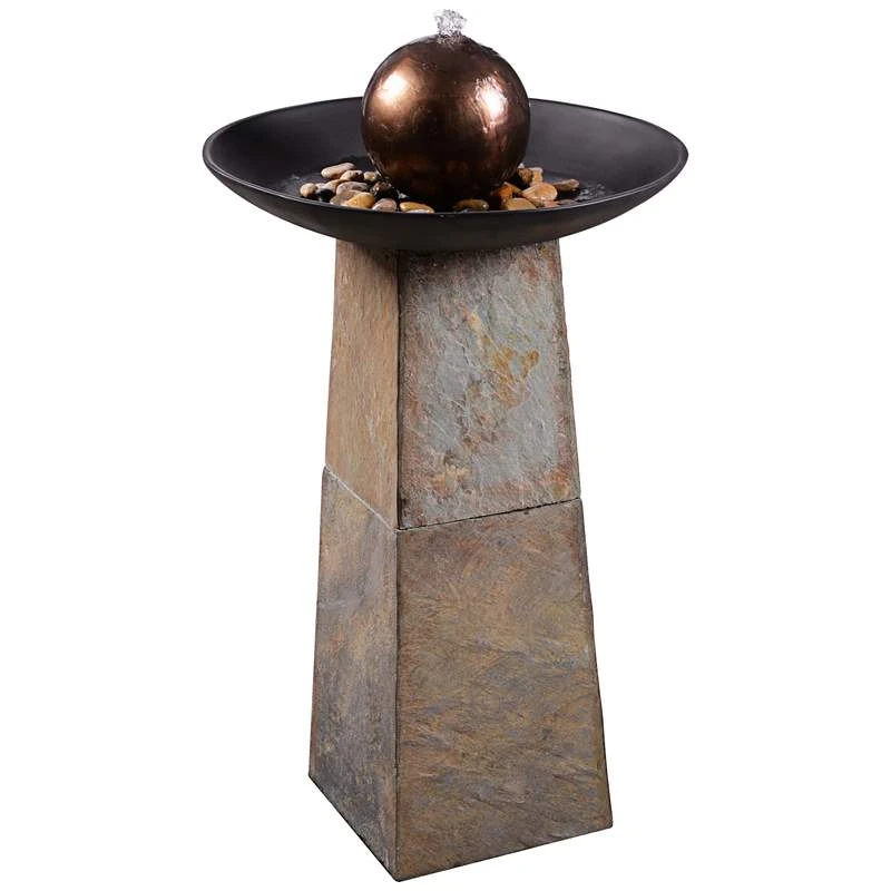 Modern Orb 35 1/2" Slate And Copper Bubbler Floor Fountain 4 Modern Orb 35 1/2" Slate And Copper Bubbler Floor Fountain - Image 2