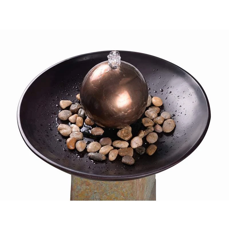 Modern Orb 35 1/2" Slate And Copper Bubbler Floor Fountain 5 Modern Orb 35 1/2" Slate And Copper Bubbler Floor Fountain - Image 3