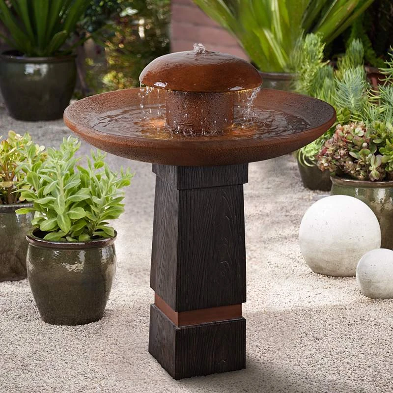 Oswego 31 1/2" High Rustic Modern Rain Fountain With Light 3 Oswego 31 1/2" High Rustic Modern Rain Fountain With Light