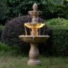 Plantation 62"H Sandstone 3-Tier Outdoor LED Floor Fountain