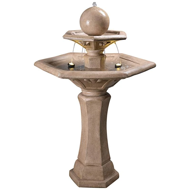 Riviera 56" Sandstone 3-Tier Bubbler Fountain With LED Light 4 Riviera 56" Sandstone 3-Tier Bubbler Fountain With LED Light - Image 2