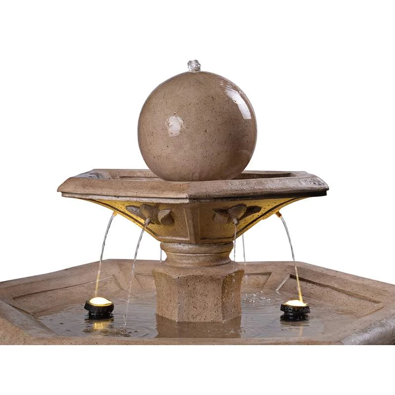 Riviera 56" Sandstone 3-Tier Bubbler Fountain With LED Light 5 Riviera 56" Sandstone 3-Tier Bubbler Fountain With LED Light - Image 3