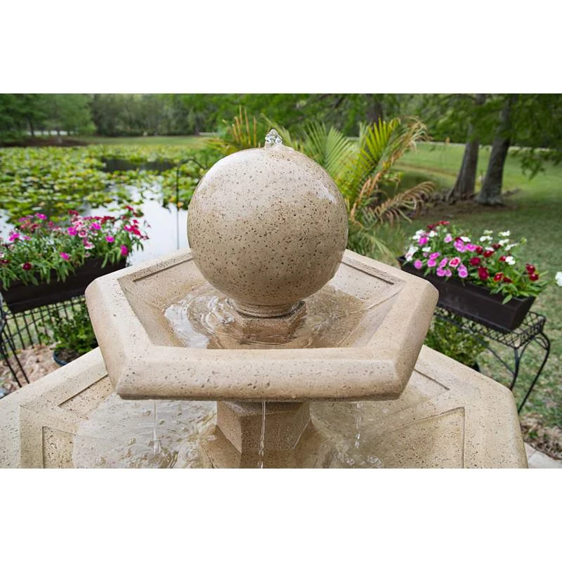 Riviera 56" Sandstone 3-Tier Bubbler Fountain With LED Light 7 Riviera 56" Sandstone 3-Tier Bubbler Fountain With LED Light - Image 5