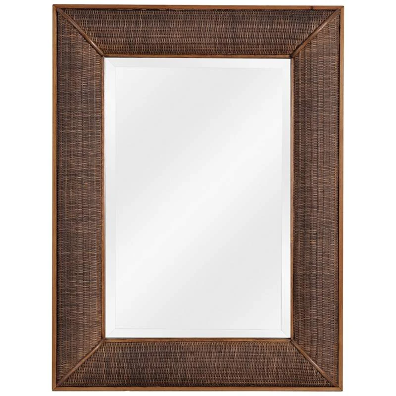 Searil Painted Wood And Rattan 30" X 40" Wall Mirror 4 Searil Painted Wood And Rattan 30" X 40" Wall Mirror - Image 2