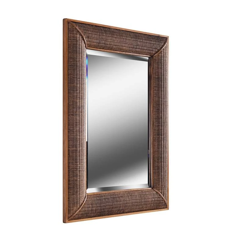 Searil Painted Wood And Rattan 30" X 40" Wall Mirror 5 Searil Painted Wood And Rattan 30" X 40" Wall Mirror - Image 3