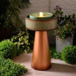 Solidad 31 1/2"H Copper And Green Tiered LED Floor Fountain