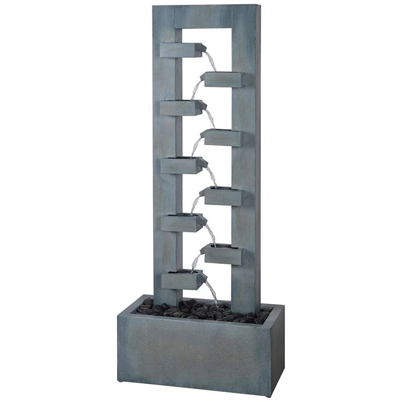 Stanton 51" High Dusty Blue Waterfall Water Chain Fountain 4 Stanton 51" High Dusty Blue Waterfall Water Chain Fountain - Image 2