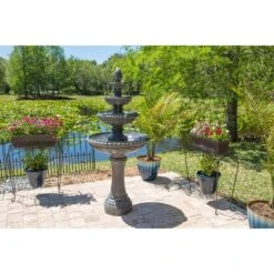 Tucson 65" High Zinc 4-Tier Outdoor LED Floor Fountain -Kenroy Shop tucson 65 inch high zinc 4 tier outdoor led floor fountain 66h78views3