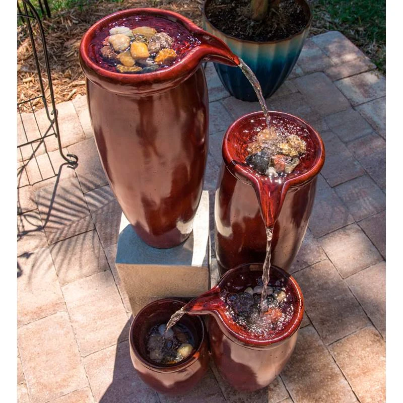 Vessel 36" High Textured Rustic Ceramic Outdoor Fountain 8 Vessel 36" High Textured Rustic Ceramic Outdoor Fountain - Image 6