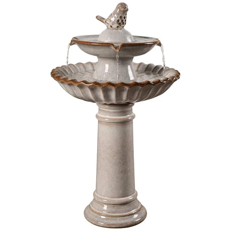 Vogel 27 1/4" High Ivory Ceramic Bird Garden Fountain 4 Vogel 27 1/4" High Ivory Ceramic Bird Garden Fountain - Image 2