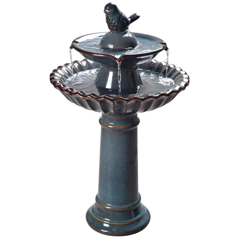 Vogel 27 1/4" High Teal Blue Ceramic Bird Garden Fountain 4 Vogel 27 1/4" High Teal Blue Ceramic Bird Garden Fountain - Image 2